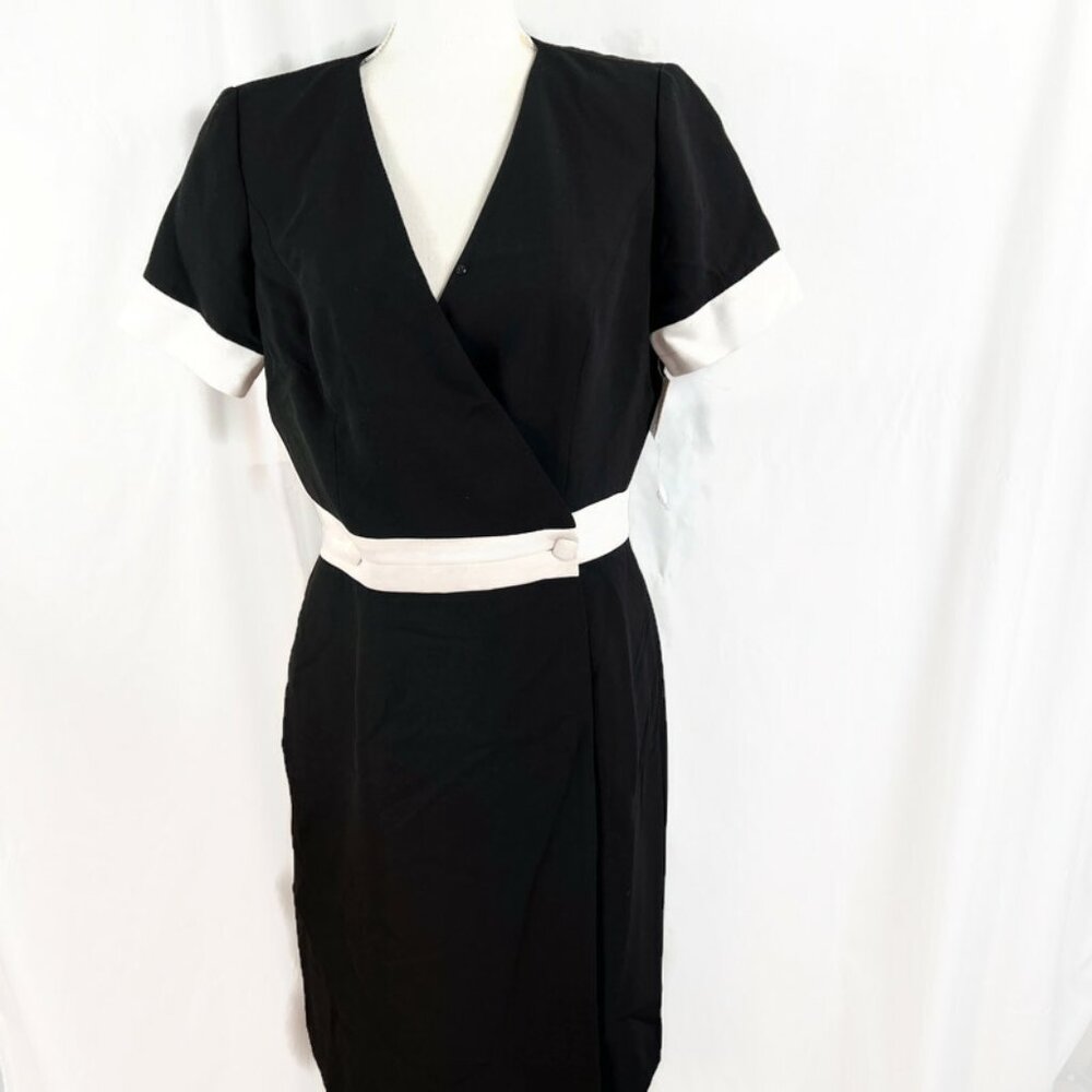 Due Per Due Veste Dress Women's 10 Black White Career Vintage Original Tags
